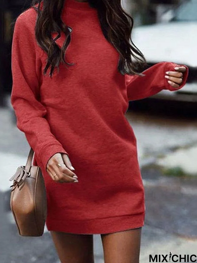 Plain Crew Neck Regular Fit Dresses