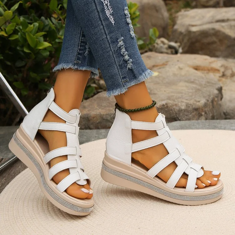 Breakj Breakj Thick-Solled Sandals Women's 2024 Summer New Fashion Romanpoo Heel Women's Shoes 43 Yards