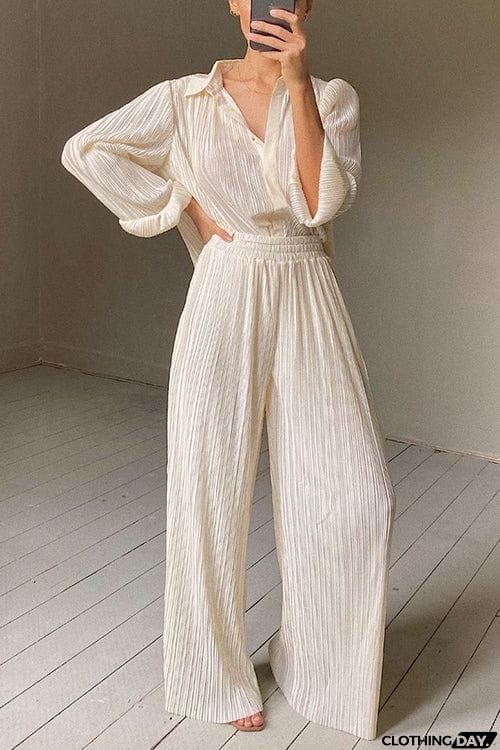 Pleated Oversized Shirt and Trouser Set
