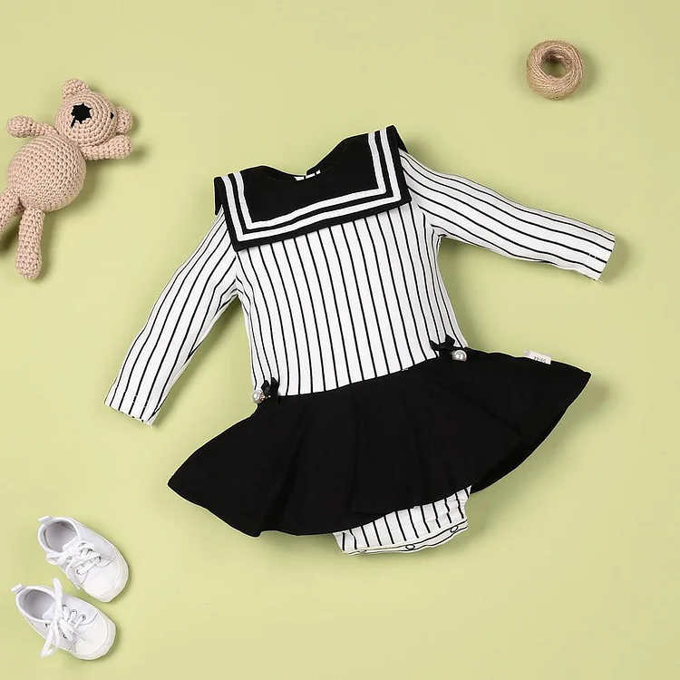  Black and White Striped Sweet Princess Dress für 22'' Reborn Babypuppe Mädchen - RSDP-Rebornbabypuppen-Rebornbabypuppen.de