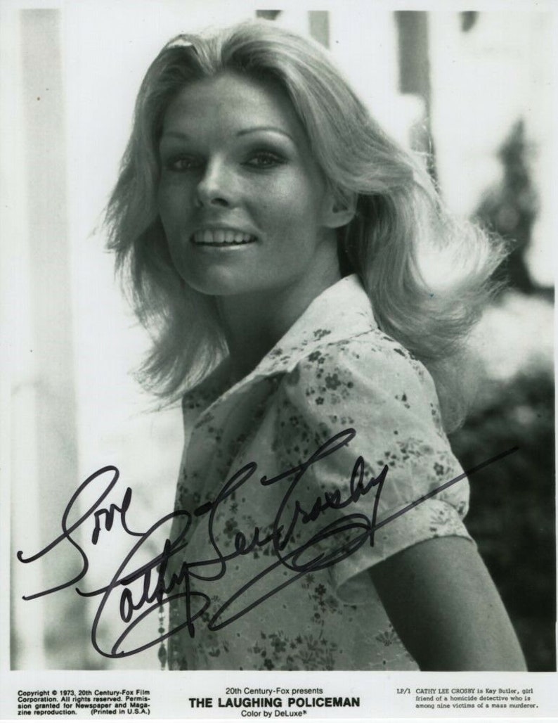 Cathy lee crosby signed the laughing policeman kay butler 8x10 Photo Poster painting