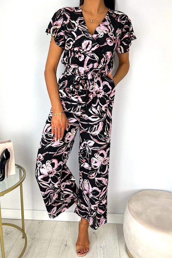 I'm with You Floral Wrap Jumpsuit