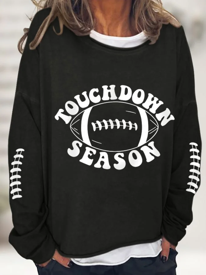Women's Touchdown Season Football Lover Casual Long-Sleeve T-Shirt socialshop