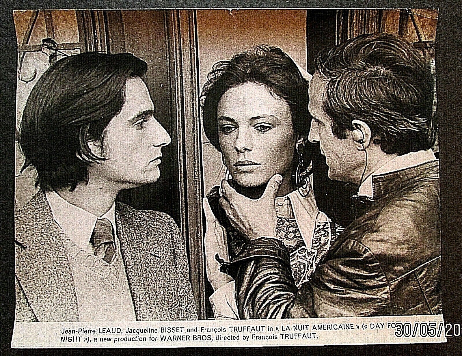 FRANCOIS TRUFFAUT:DIR: JACQUELINE BISSET (DAY FOR NIGHT) ORIG,,ON THE SET Photo Poster painting