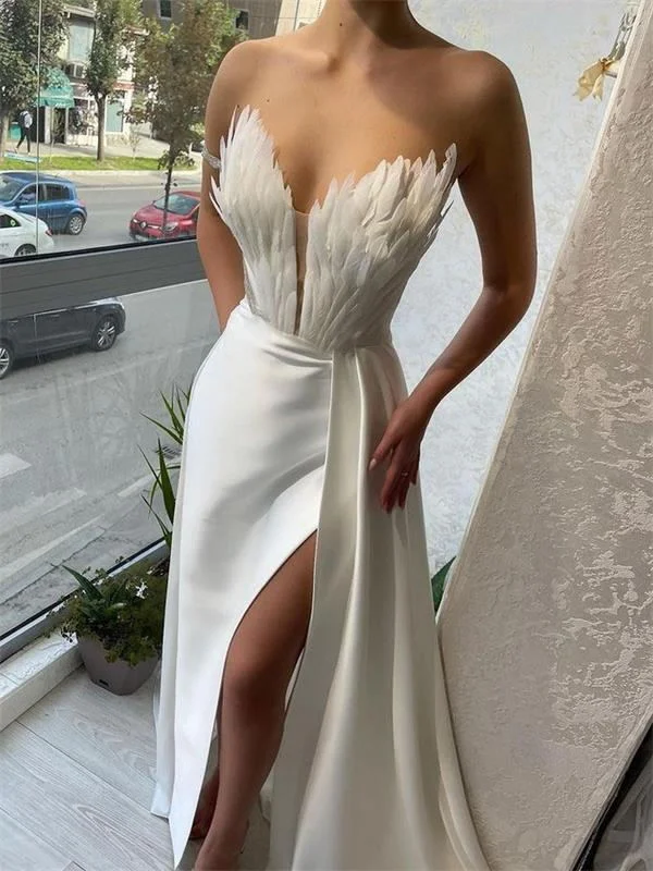 New Sexy Feather Swing Slit Dress