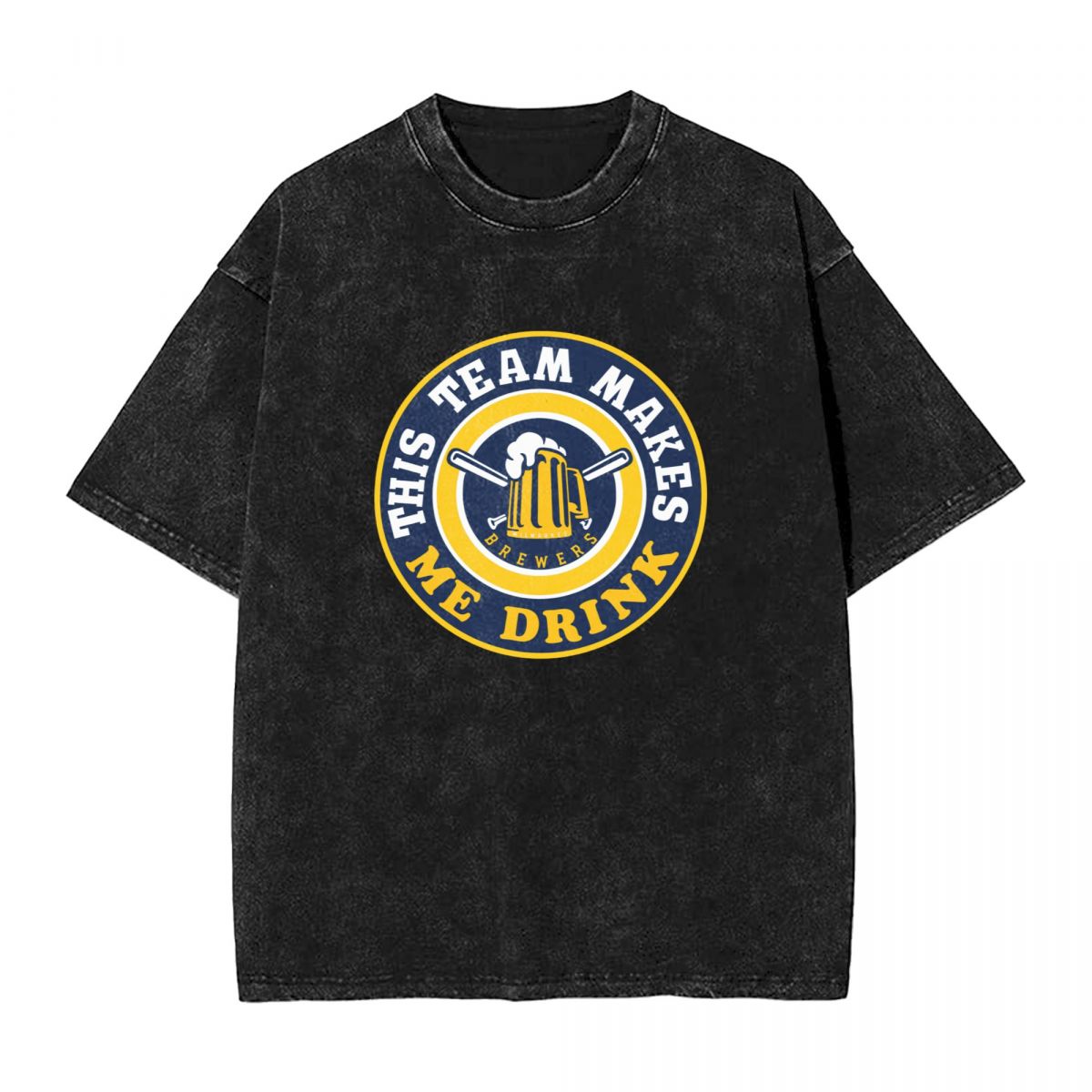 Milwaukee Brewers This Team Makes Me Drink Men's Oversized Streetwear Tee Shirts