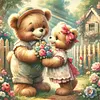 uk.everydayedeals (Limited Stock)Diamond Painting - Full Round - Rose Heart Little Bear