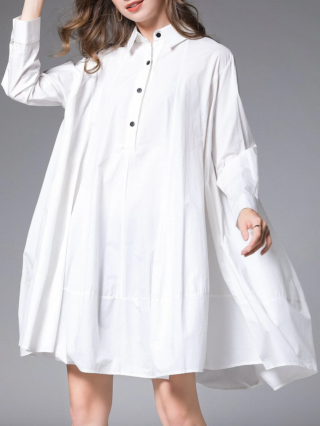 Shirred Shift Casual Midi Dress