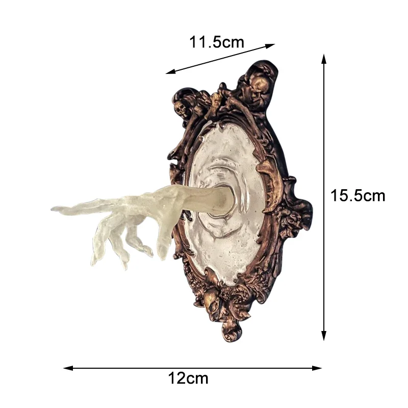 Tegooe Resin Devils Hand Wall Decor Gothic Ghost Mirror Luminous Craft Spooky Photo Frame Halloween Gift