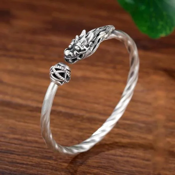 Sterling Silver Bully Dragon Head Fashion Bracelet