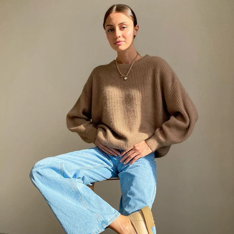 Athvotar Athvotar And Winter Ins Style Imitation Marince Sweater Women Lazy Style Temperament Loose Ultra-Soft Knitted Tops Women