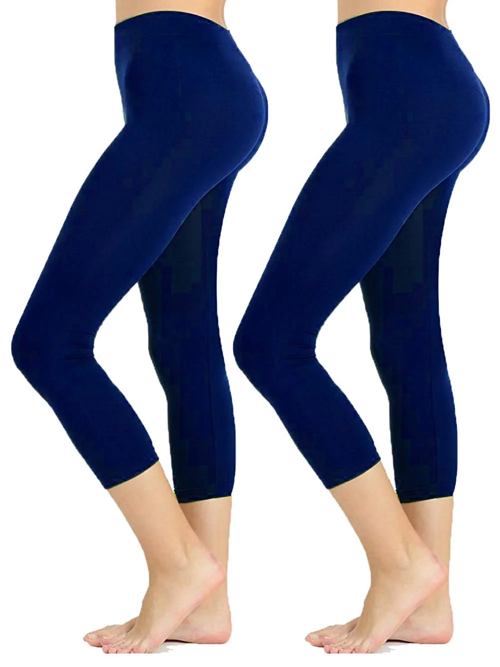 Womens Black High Waisted Leggings Pack Soft Slim Tummy Control Trousers Yoga Pants