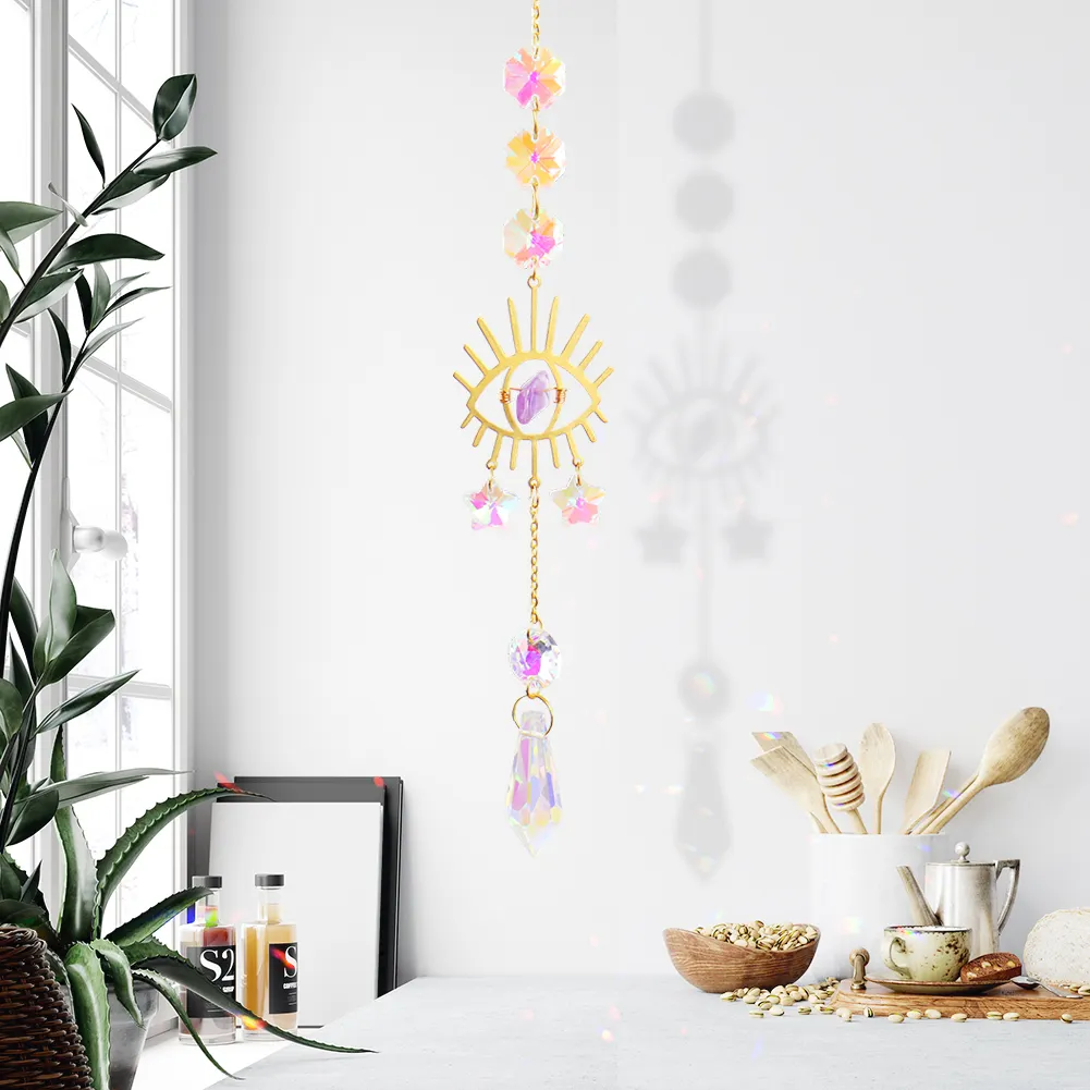 Hanging Crystal Star Eye Window Car Prism Moon Bell Pendants