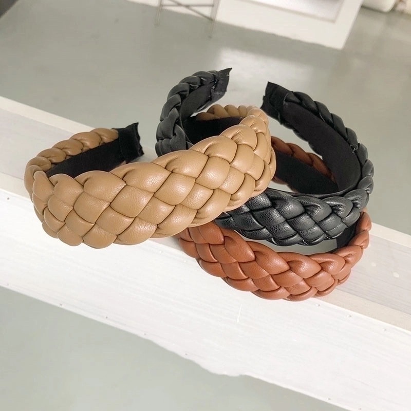 Retro Woven Pu Leather Headband