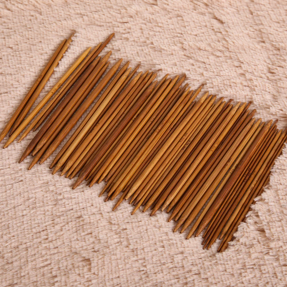 55pcs agujas de punto circulares conjunto 11 tamaños bambú 13cm para proyectos de tejido de hilo