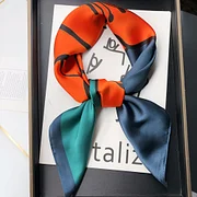 Jiuhuoba Luxury Brand 2025 Silk Square Scarf Women Cat Neck Hair Tie Band Beach Hijab Kerchief Head Headbands Bandana Female Foulard 70cm Scarf