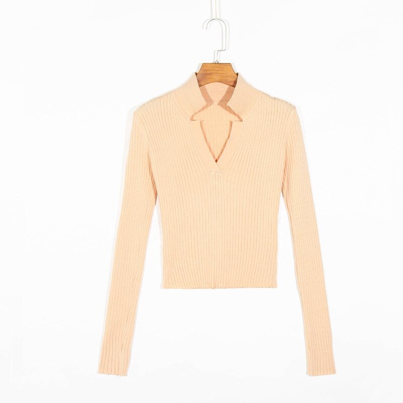 Spring and summer female solid color sweaters casual sweater Slim