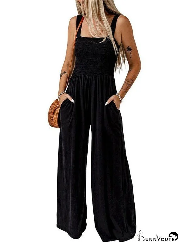 Sleeveless High-waisted Off-Shoulder Jumpsuit with Wide-Leg Knitted Trousers for Women