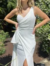 Asymmetric Split-Joint Off-The-Shoulder Wedding Maxi Dress