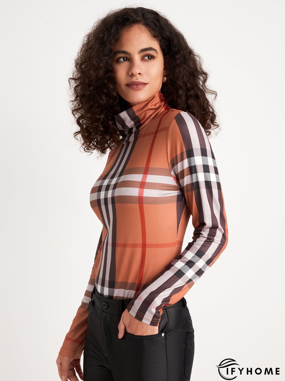 Urban Turtleneck Plaid Regular Fit T-Shirt | IFYHOME