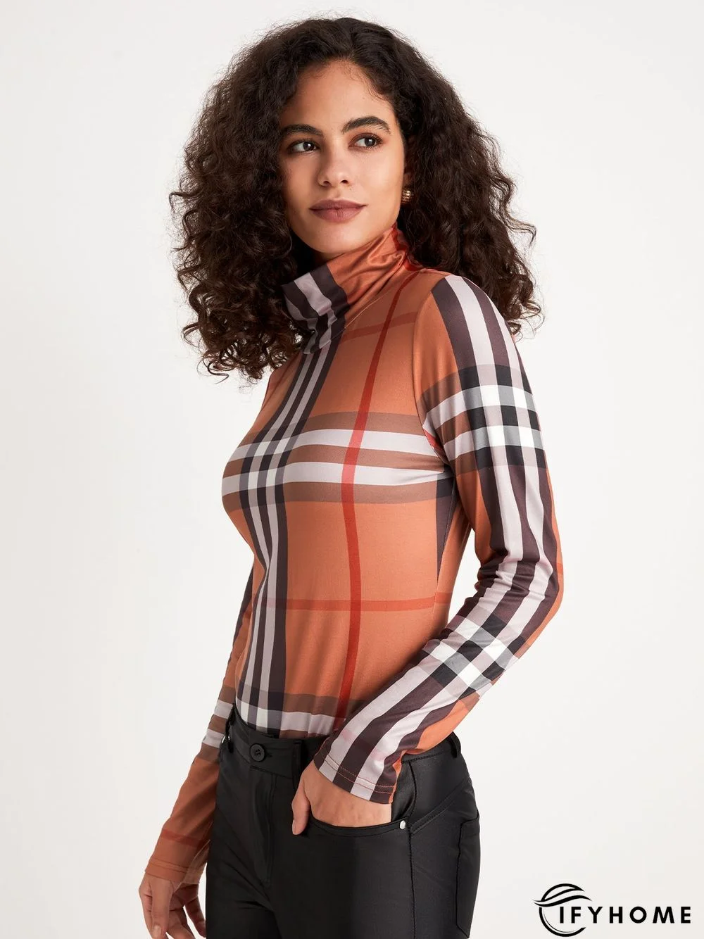 Urban Turtleneck Plaid Regular Fit T-Shirt | IFYHOME