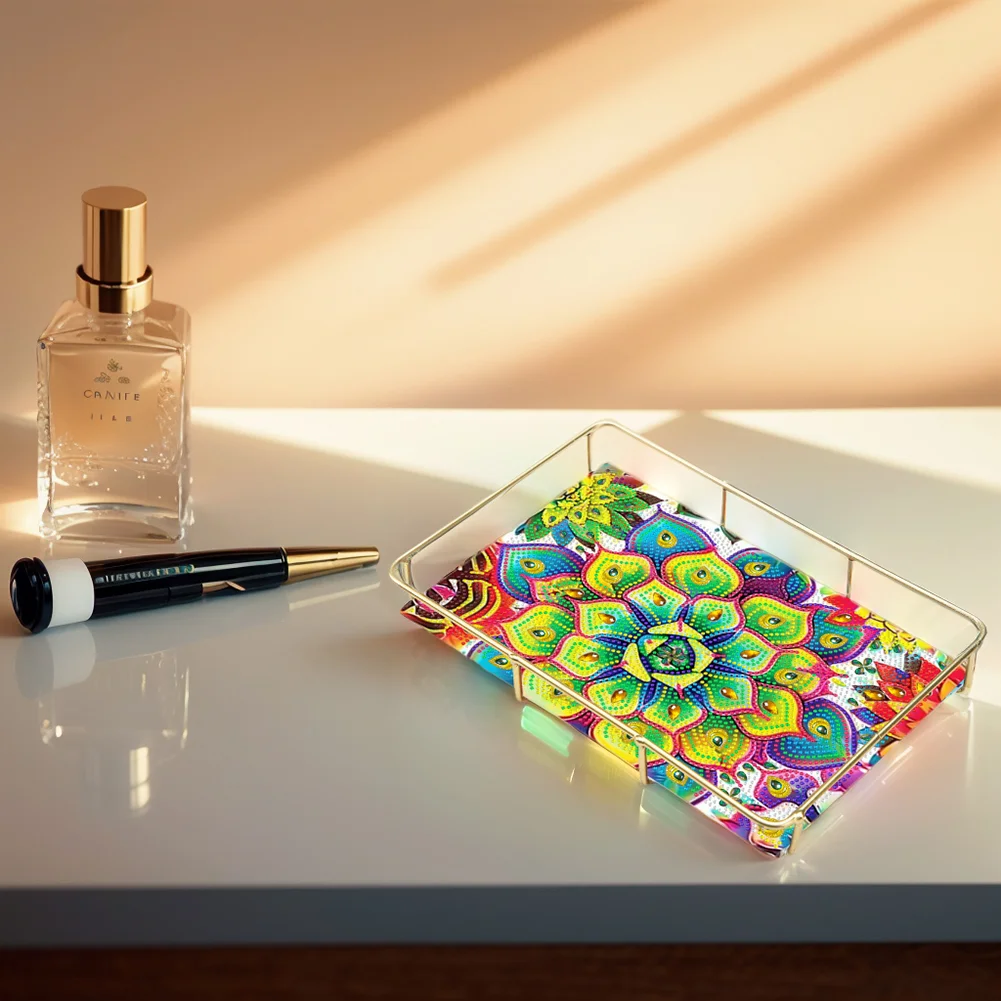 DIY Mandala Pattern Acrylic Special Shaped 5D Diamond Painting Tray Art Craft Decor(28*19*5cm)