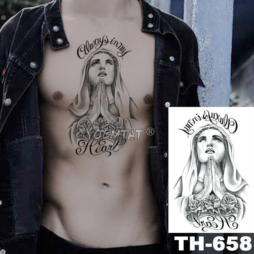 Praying Angel Arm Temporary Tattoo Sticker Gun Rose Flower Waterproof Tatto Love And Peace Body Art Fake Tatoo Men Women
