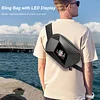 Sling Bag with LED Display, Hard Shell LED Motorcycle Backpack, Waterproof Crossbody Bag, Adjustable Fanny Bag, Black Waist Crossbody Shoulder Chest Bag for Men and Women