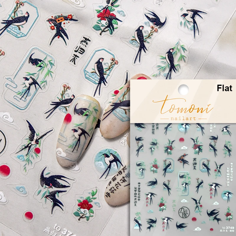 Elinlin Chic Summer Nails – Colorful Flower Swallow Pearl Nail Art Stickers for Trendy Manicures  