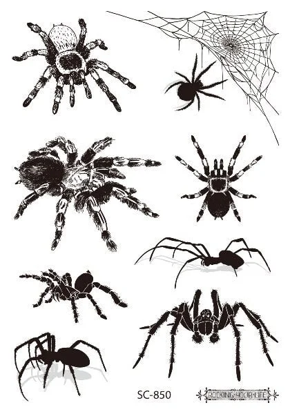 3D Spider Tattoo Stickers Temporary Tatoo Stickers For Halloween Fake Tatto Body Art Tatuajes Joke Tatouage Temporaire