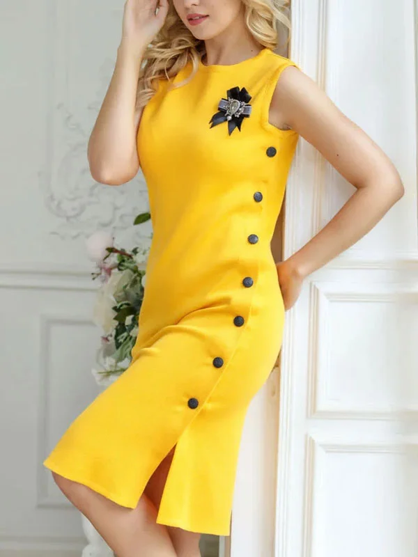 Bright color sleeveless elegant temperament women's dress