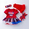 Baby Girl 4th of July Independence Day Striped Short Sleeeve Sets