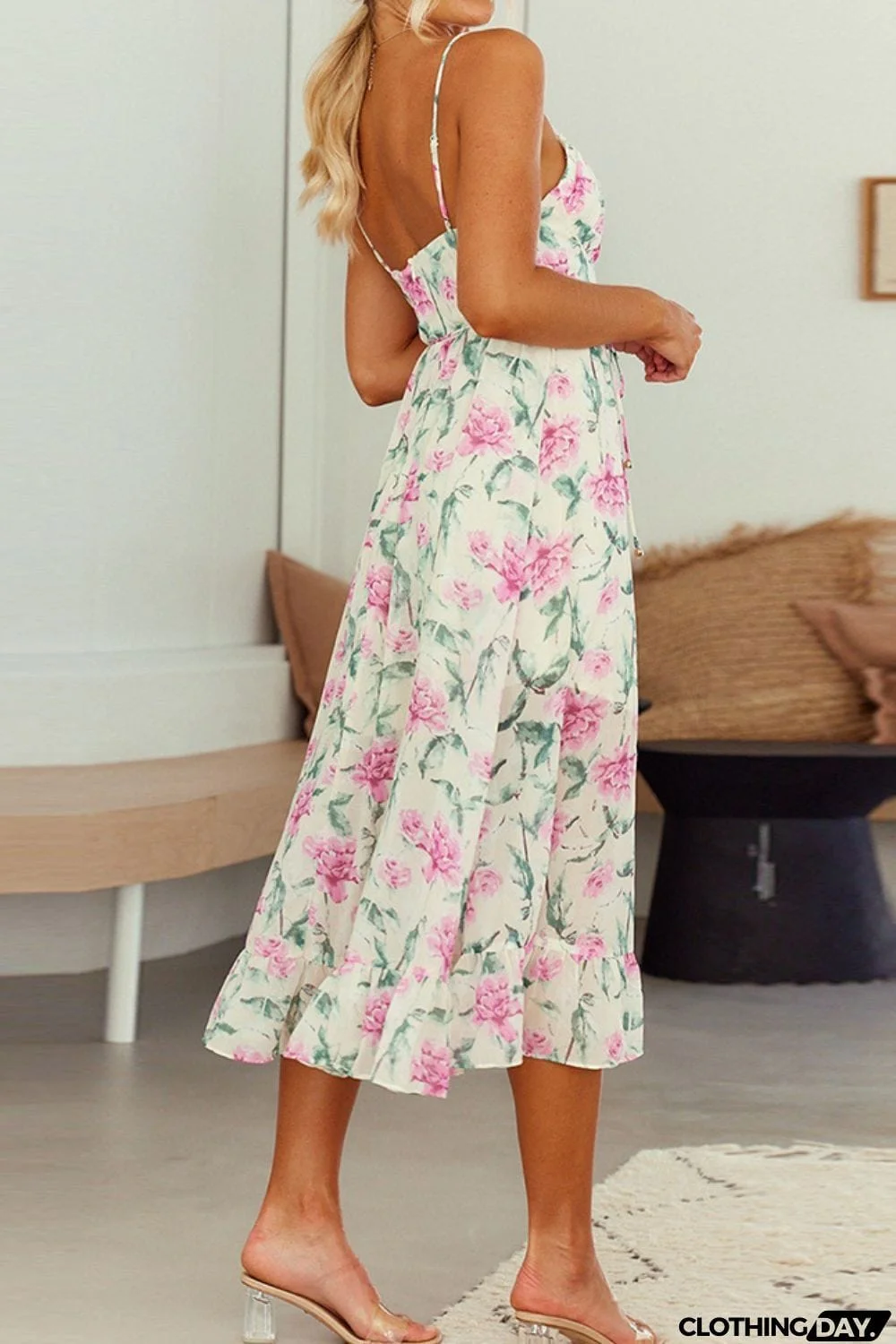 Floral Spaghetti Strap Midi Dress