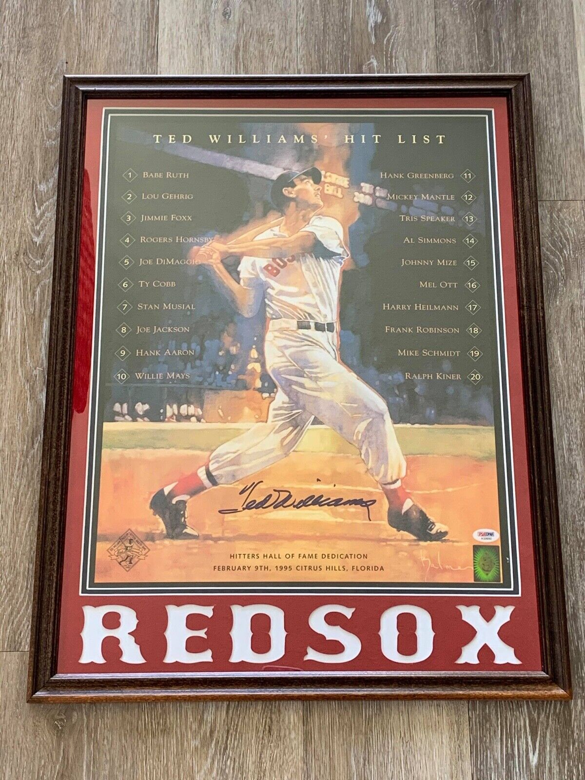 Ted Williams autographed signed 16x20 framed MLB Boston Red Sox PSA COA