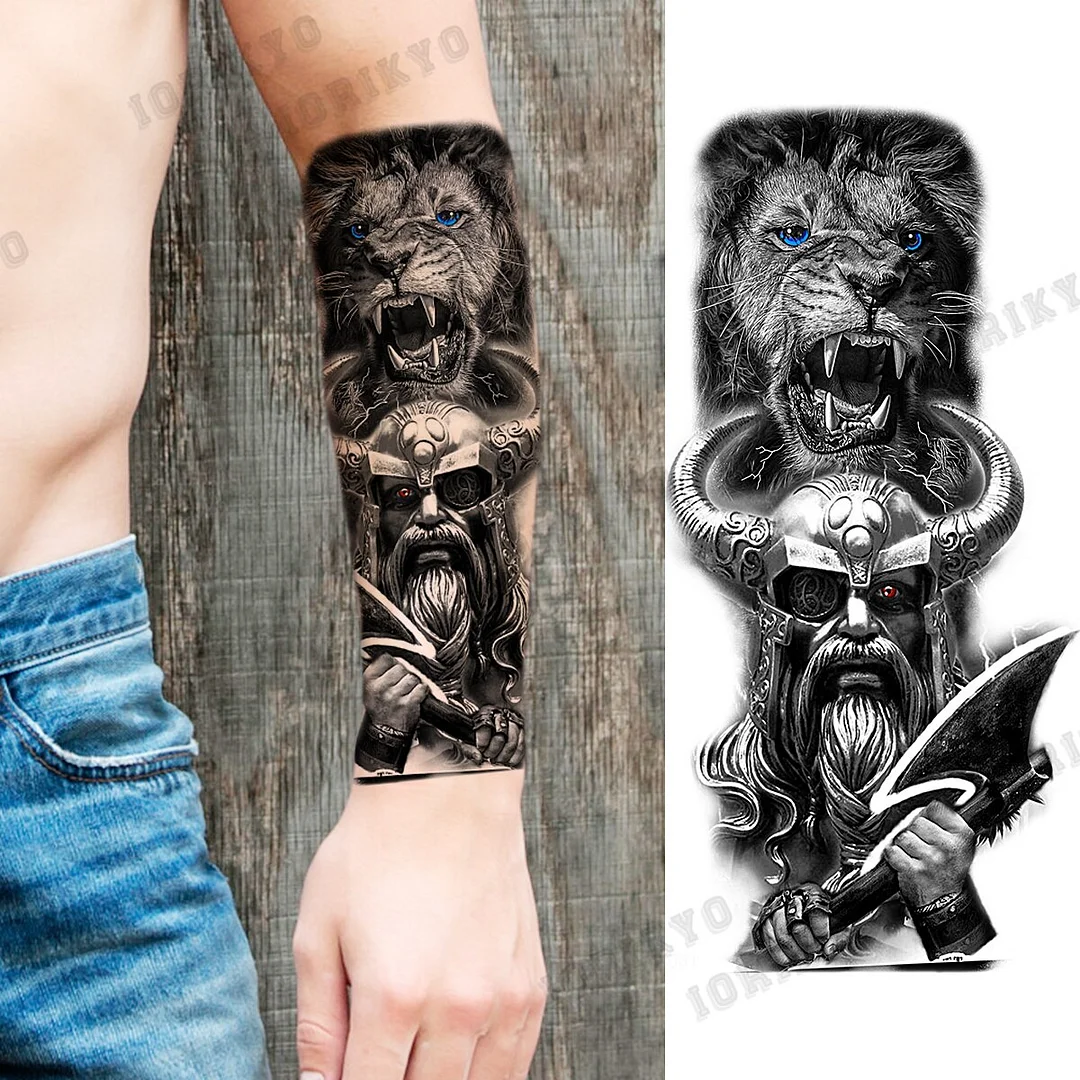 Sdrawing Devil Skeleton Temporary Tattoos For Men Adult Women Wolf Compass Gangster Fake Tattoo Washable Body Art Tatoo Sticker