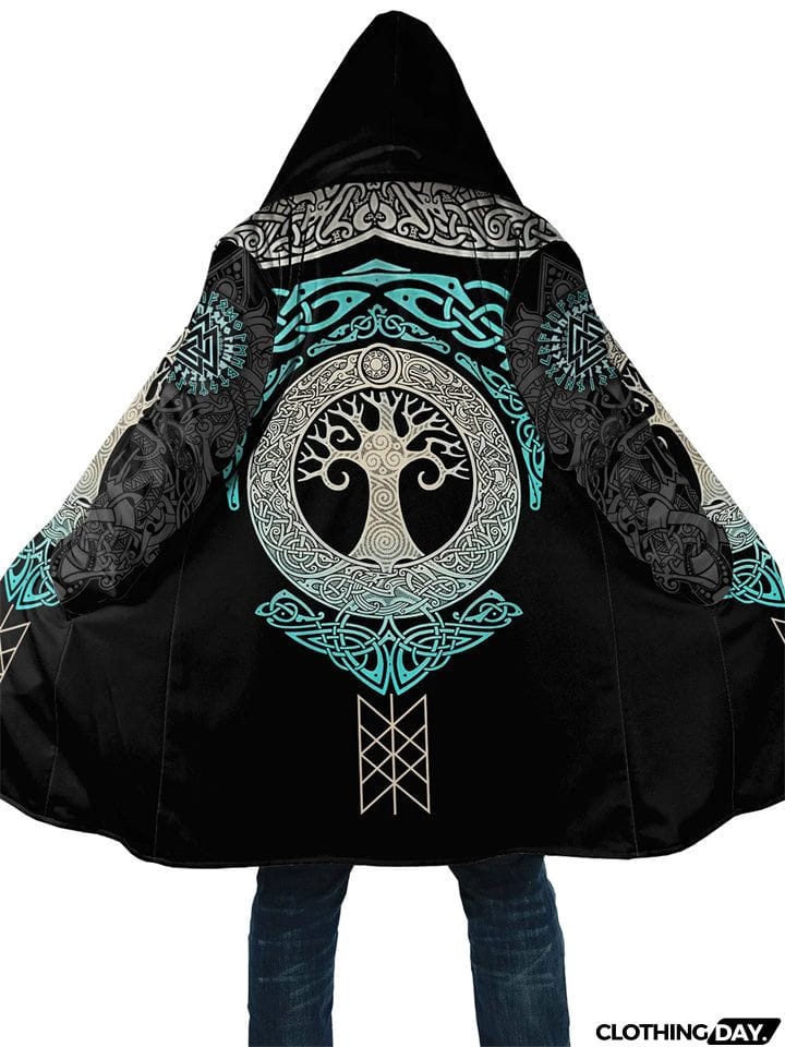 New Fashion Unisex Casual Warm Printed Thick Fleece Hooded Cloak