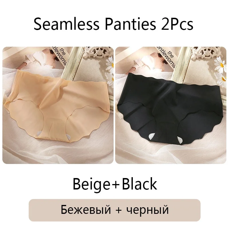 FINETOO M-XL Seamless Underwear Low Waist Solid Color Panties Women Rippled Underpants Girls Briefs Smooth Panty Female Lingerie