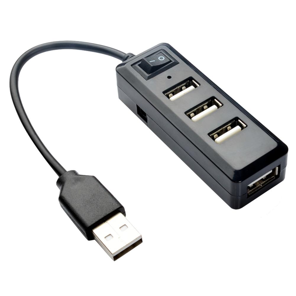 

Portable 480Mbps USB HUB Splitter 4 USB 2.0 Extension Adapter with Switcher, Black, 501 Original