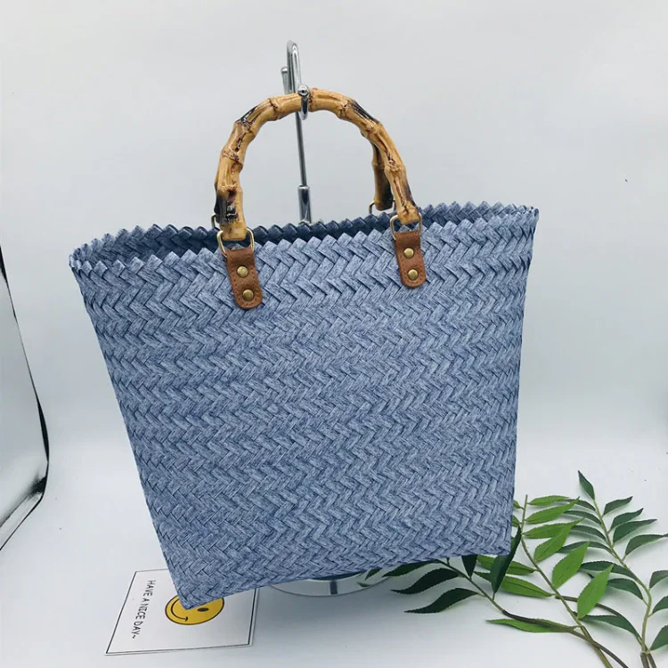 Summer Retro Simple Portable Large Woven Basket Tote Bags