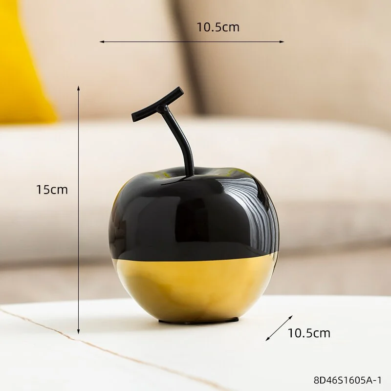 Home Decoration Accessories for Living Room Modern Golden Ceramic Apple Figurines Pear Miniatures Office Desk Decoration Gifts