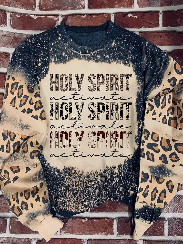 Holy Spirit Leopard Print Long Sleeve Sweatshirt