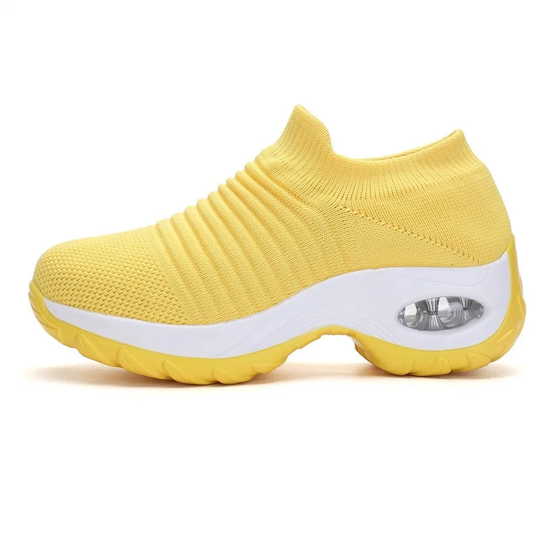 2022 Women Sneakers Running Shoes Sports Shoes Breathable Mesh Comfortable Platform Shoes Air Cushion Sneaker Lightweight