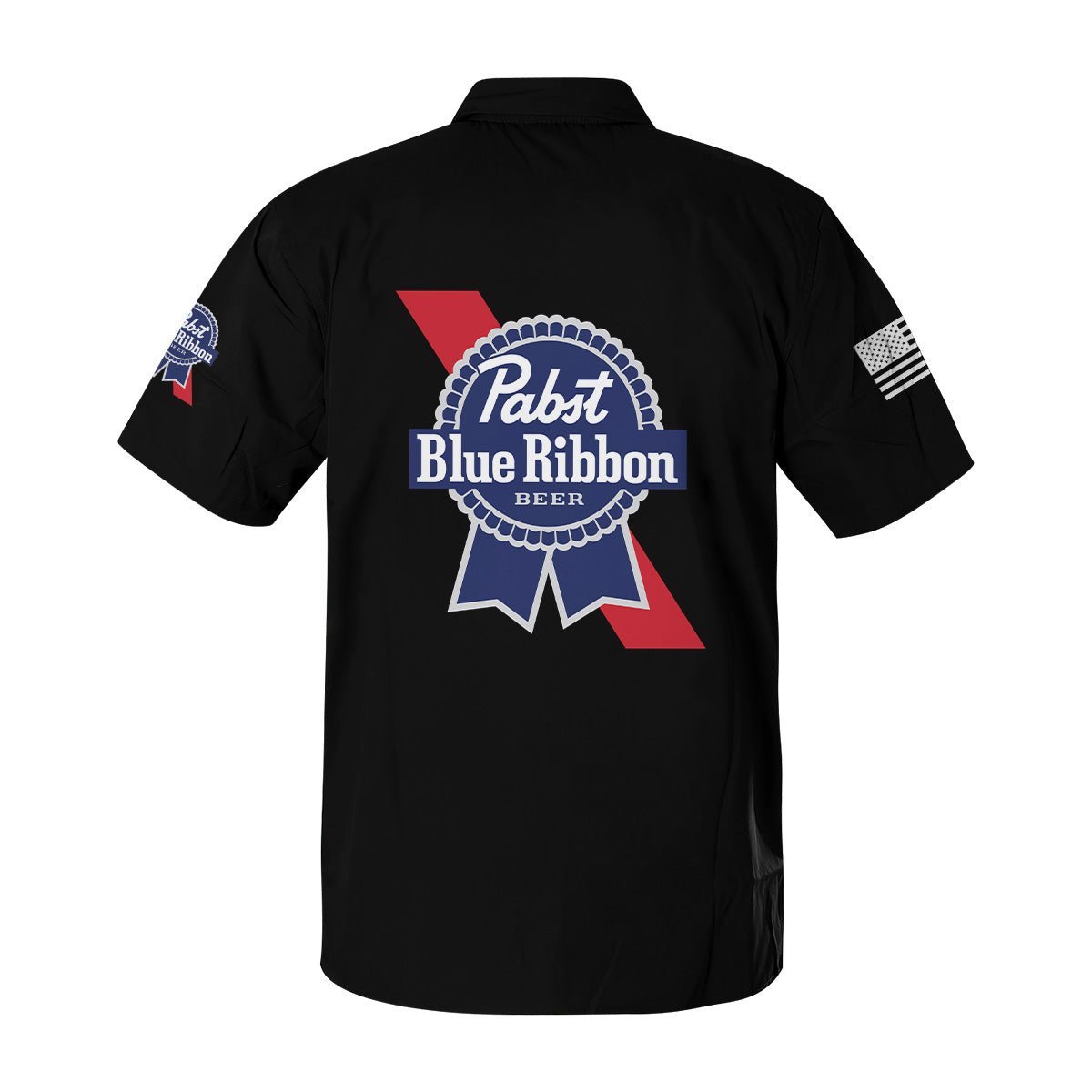 Pabst Blue Ribbon USA Flag Button Shirt for Men, image size:1200x1200