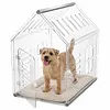 [US Local Warehouse] Acrylic Dog House Lockable Ventilated Modern Dogs Crate Clear Dog Playpen for Small and Medium Dogs Pets 24.02x15.75x23.62inch