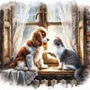 Dog Cat-11CT Stamped Cross Stitch 40*40cm/15.75*15.75in tapestrymarket