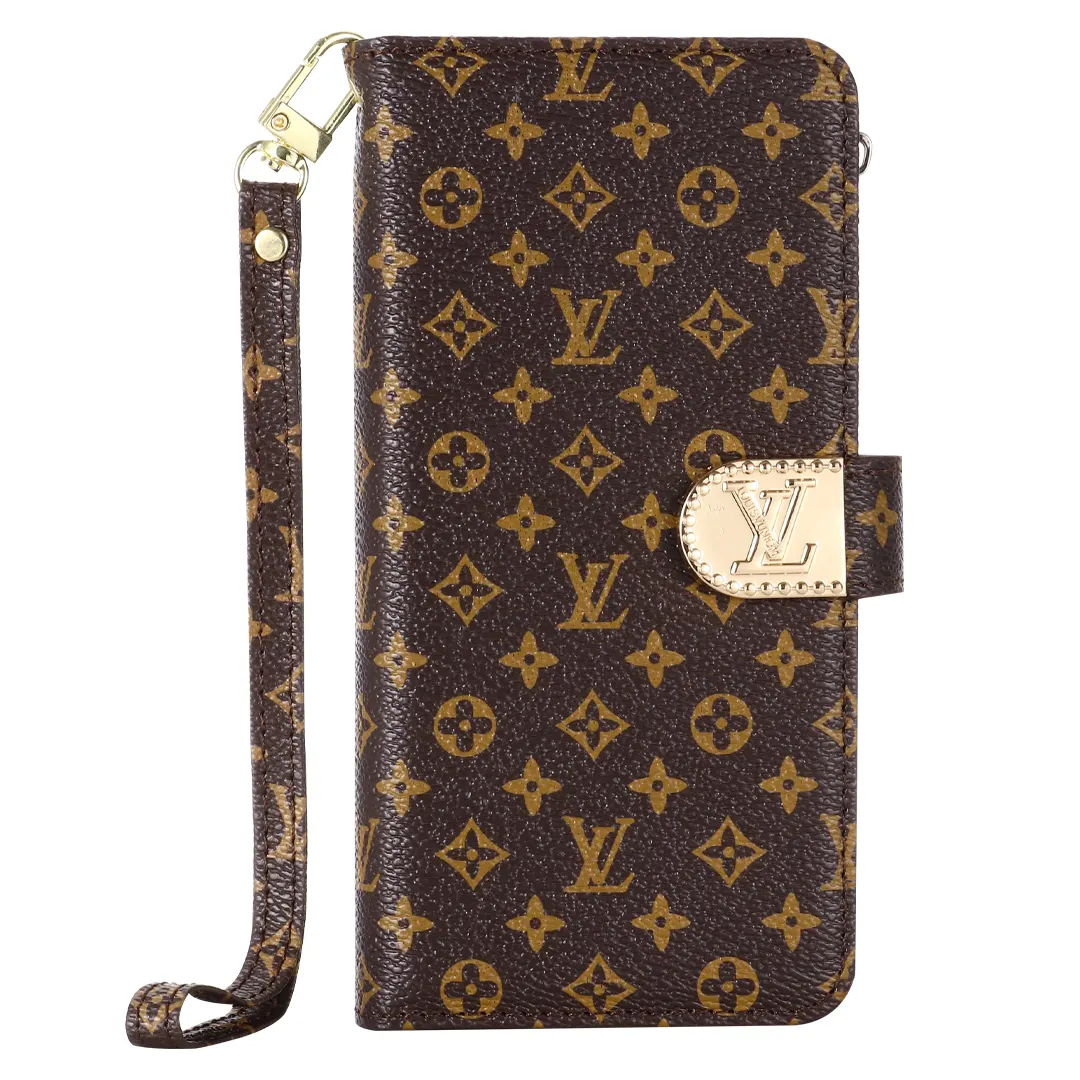 Monogram LV canvas leather wallet iPhone Samsung mobile phone case