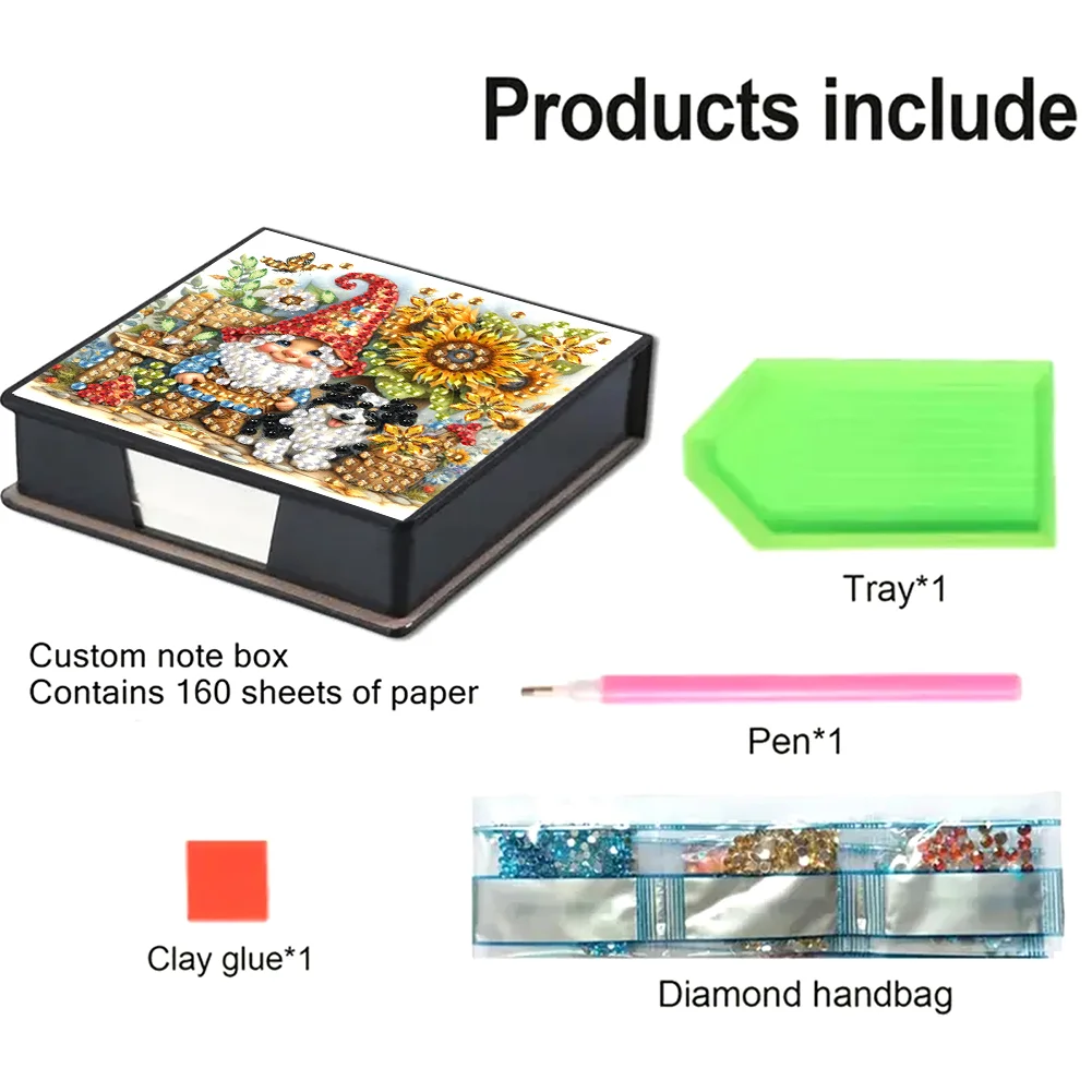 DIY Flower Gnome Diamond Painting Memo Pad Holder Mosaic Kit for DIY Art Craft