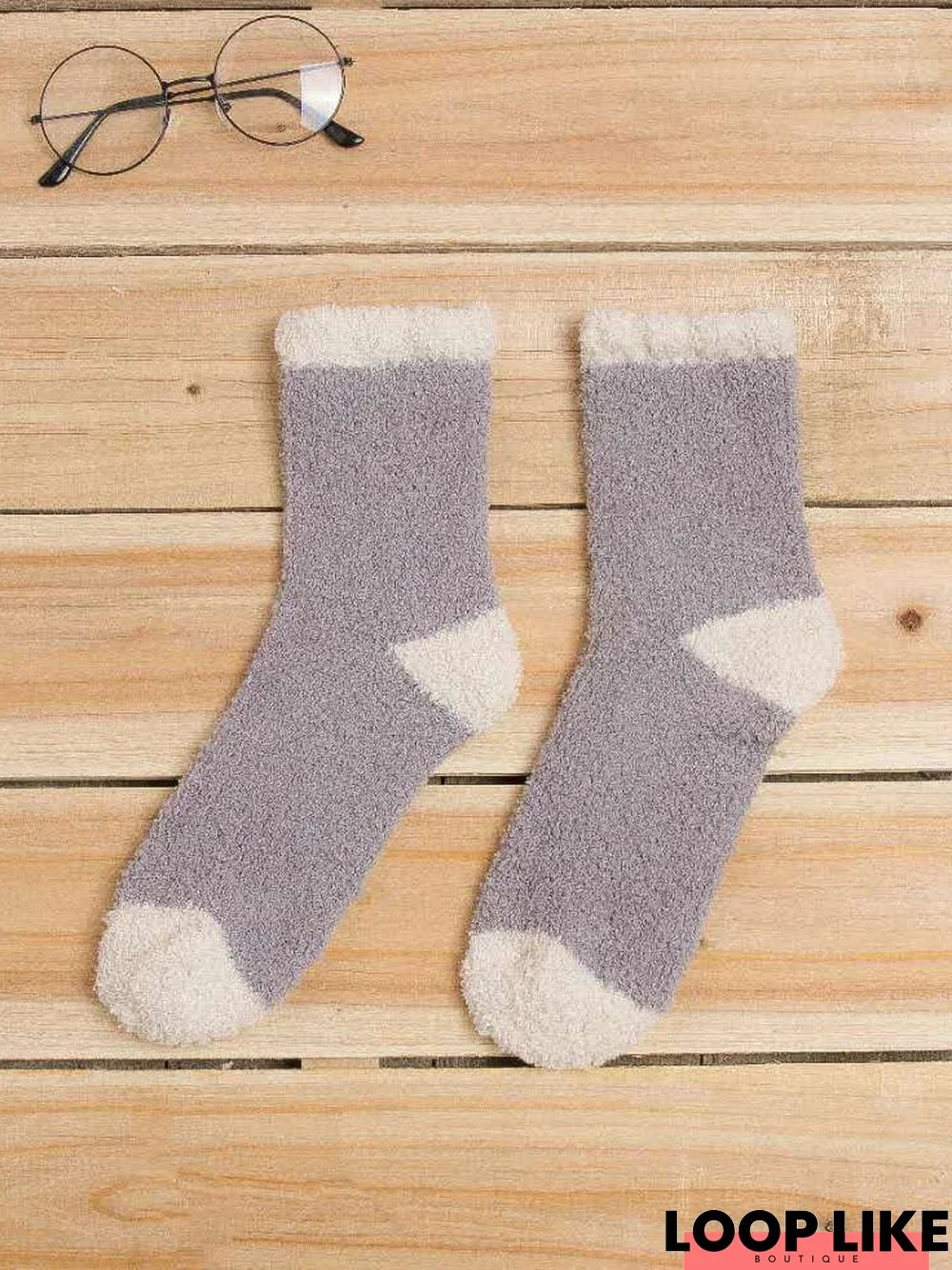 Casual Coral Fleece Contrast Color Socks Autumn Winter Thickened Warm Accessories