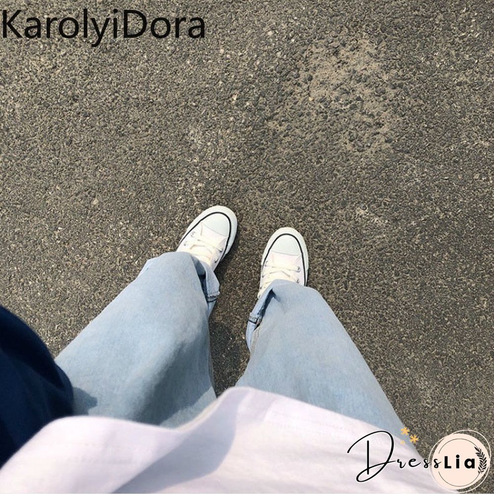 Jeans Women Solid Vintage High Waist Wide Leg Denim Trousers Simple Students All-match Loose Fashion Harajuku Womens Chic Casual