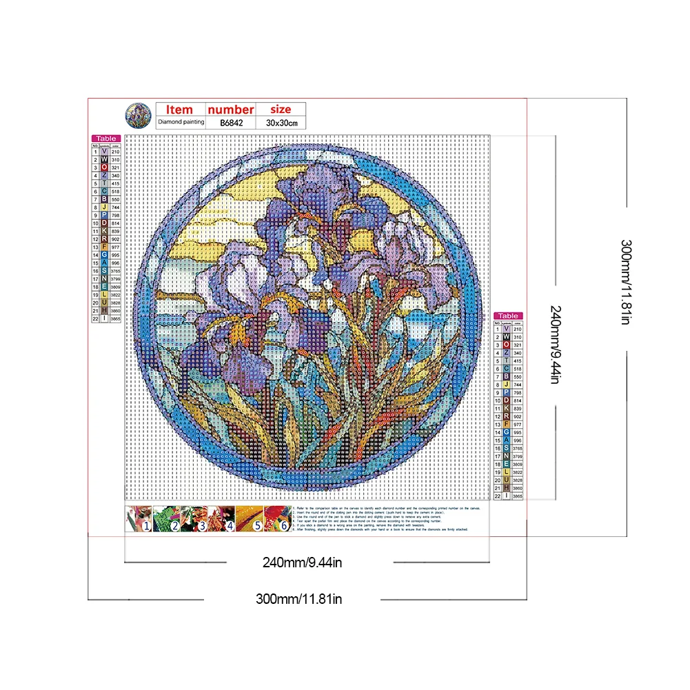 Diamond Painting - Full Round Drill - Stained Glass Flower(30*30cm)
